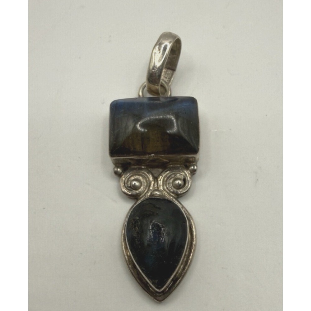 Sterling Silver 925 Labradorite Pendant Vintage Artisan‎ Gemstone